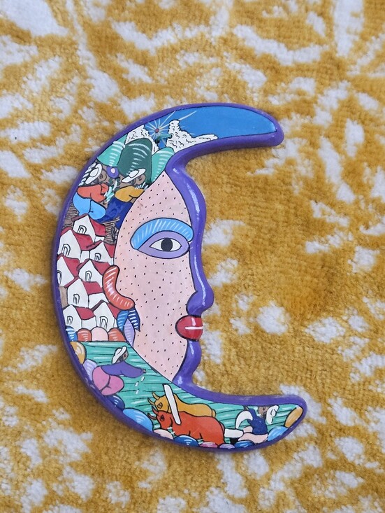 Vintage Accessories - Vintage Mexico Folk Art Eclipse Star Moon Decor